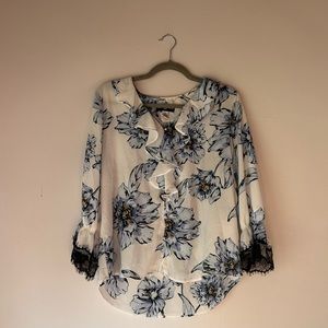 Karl Lagerfeld Floral Ruffle Blouse
